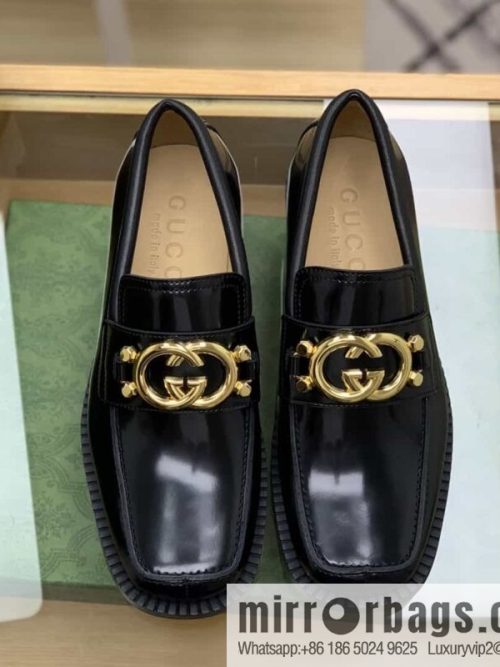 Gucci Gucci uses black smooth cow leather (fabric) carefully made men\'s loafers