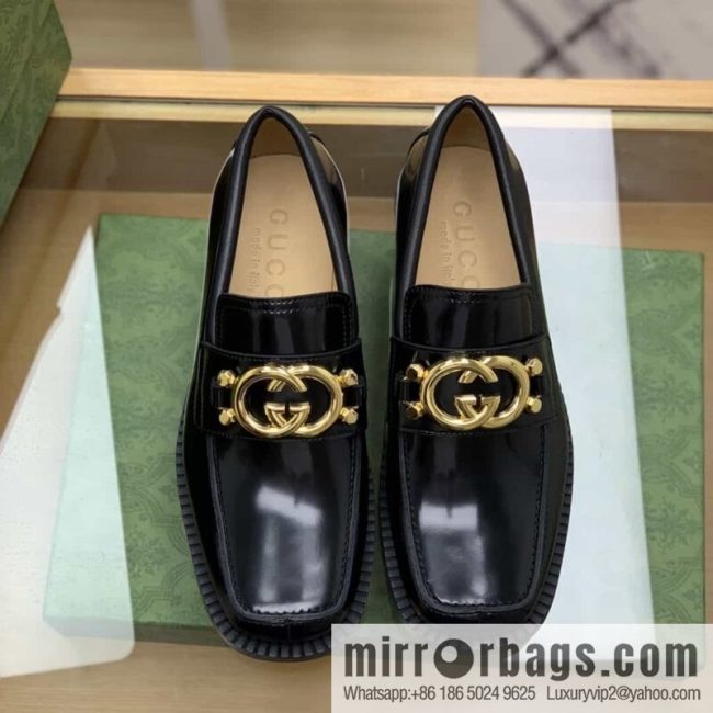 Gucci Gucci uses black smooth cow leather (fabric) carefully made men\'s loafers