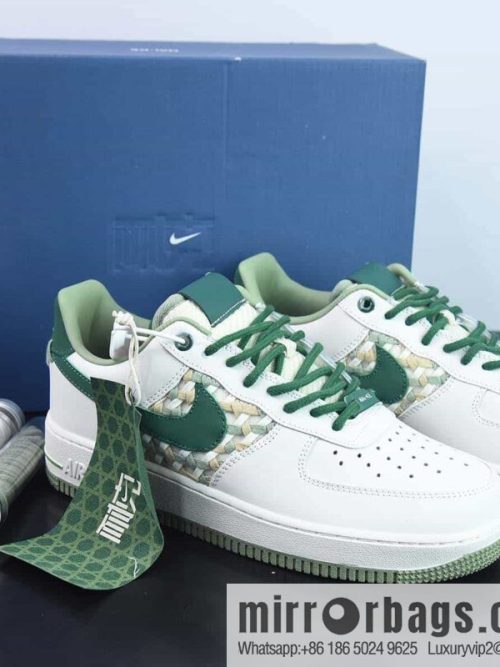 Air Force 1 \'07 Low white and green, woven by Xiaoxiangfeng low-top sneakers, item number: FN0369 100