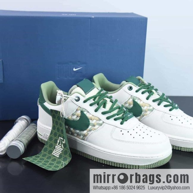 Air Force 1 \'07 Low white and green, woven by Xiaoxiangfeng low-top sneakers, item number: FN0369 100