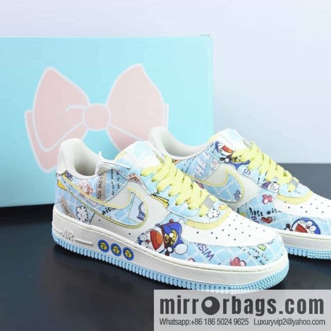 Nike Air Force 1 \'07 Low \"Doraemo\" Air Force One \"Beige Light Blue Yellow Doraemon Jingle Cat\" Item Number: FB0607-055