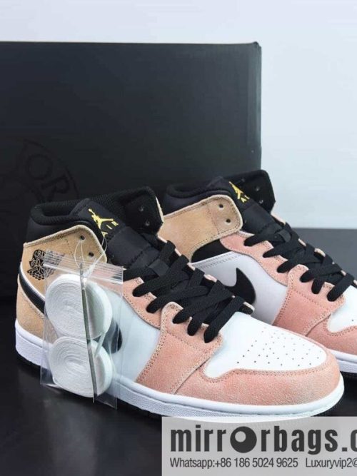Air Jordan 1 Mid help basketball shoes, naked pink white, item number: DX4332-800