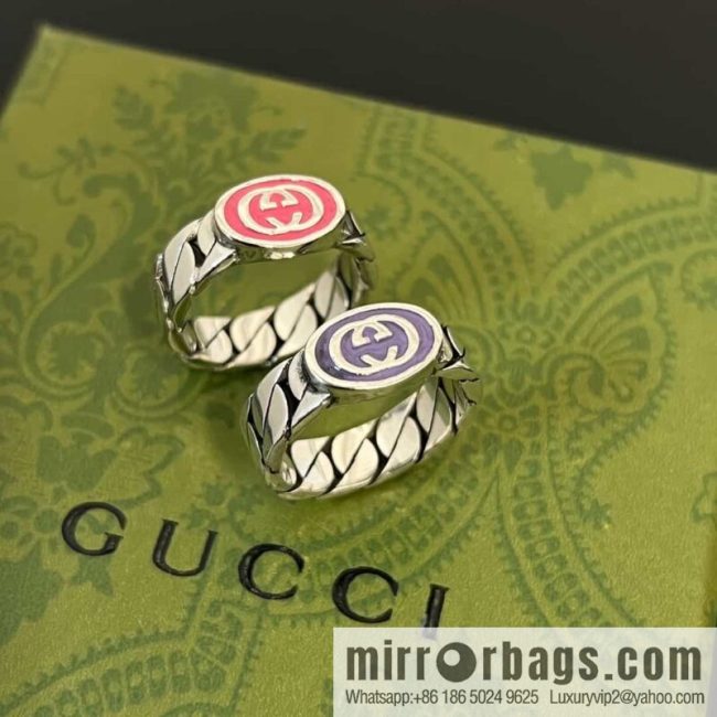 New Gucci Gucci letter double G enamel drip ring