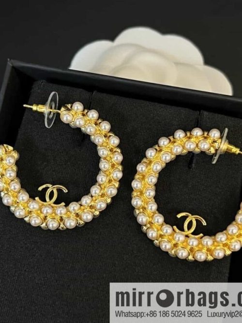 New ☑️ Chanel semi-round double c pearl stud earrings