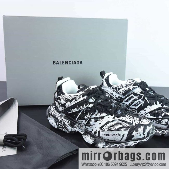 BALENCIAGA Track Mule Clear Sole Sneakers 3.0 Pure original version, no light, graffiti black and white sneakers