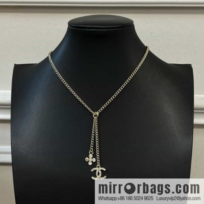 New ☑️ CHANEL Chanel double c rhombus full diamond tassel necklace