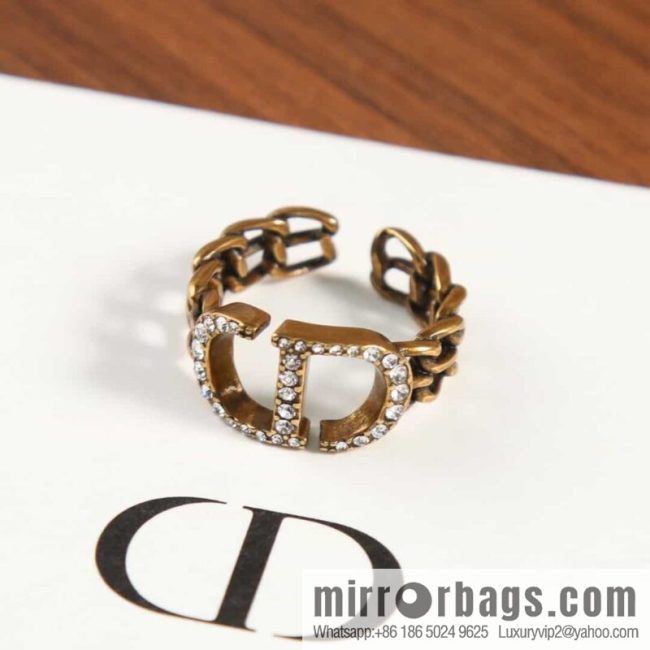 New ☑️ DIOR CD full diamond hollow open ring
