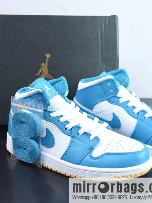 Air Jordan 1 MID AJ1 Zhongbang Classic Vintage Cultural Leisure Sports Basketball Shoes \"White Lake Blue\" Item Number: DQ8426-400