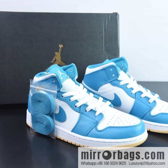 Air Jordan 1 MID AJ1 Zhongbang Classic Vintage Cultural Leisure Sports Basketball Shoes \"White Lake Blue\" Item Number: DQ8426-400
