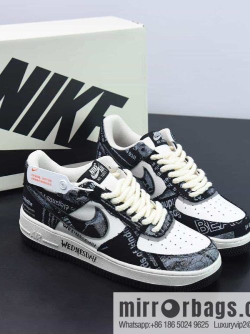 Nike Air Force 1 Low \'07 \"Graffiti Black and White Wednesday American Drama\" Low Help Air Force No. 1 Casual Board Shoes, Item Number: FB0607-011