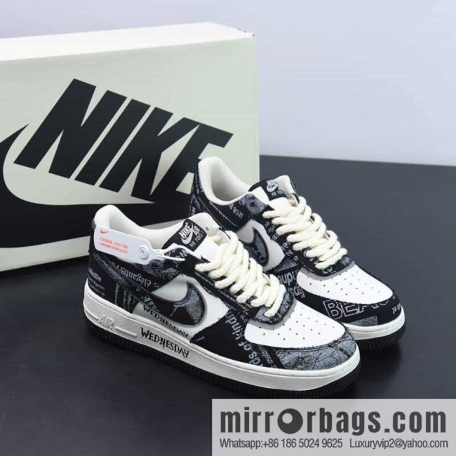 Nike Air Force 1 Low \'07 \"Graffiti Black and White Wednesday American Drama\" Low Help Air Force No. 1 Casual Board Shoes, Item Number: FB0607-011