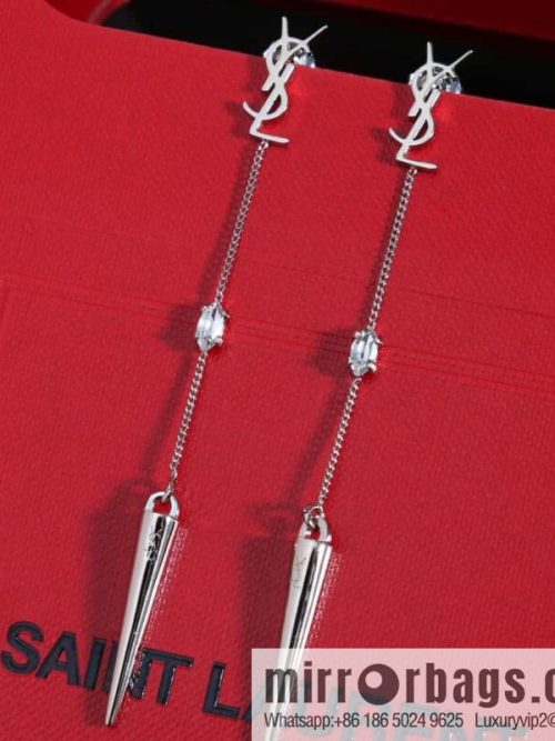 Saint Laurent YSL fringed stud earrings