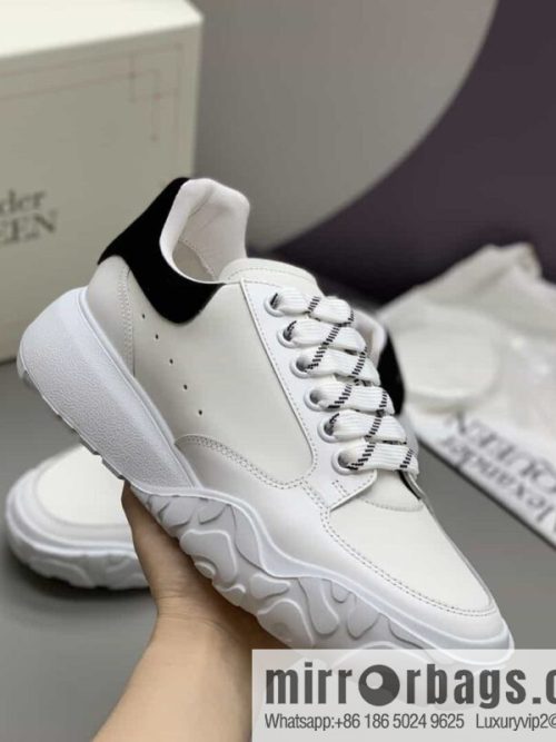 Alexander McQueen with leather heel black patchwork His & Hers sneakers