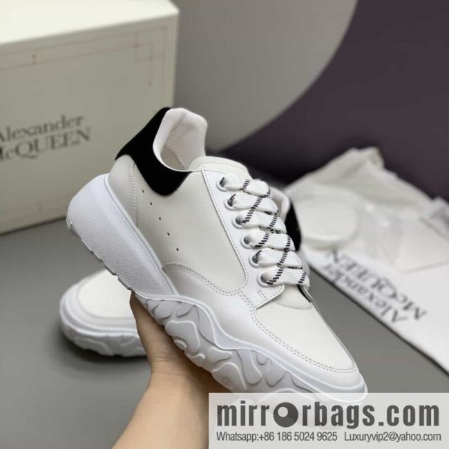 Alexander McQueen with leather heel black patchwork His & Hers sneakers