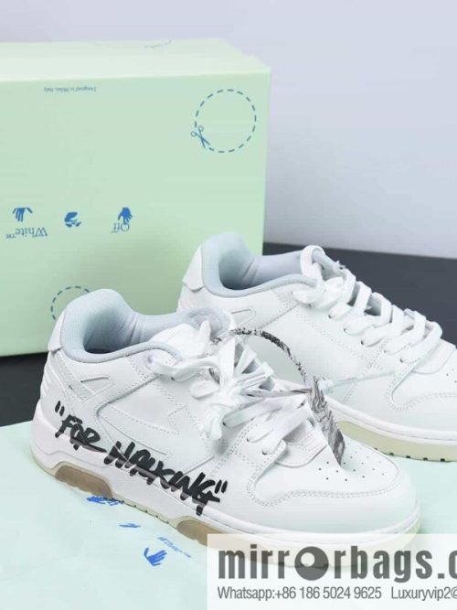 OFF-WHITE Out Of Office series low-top Vintage versatile casual sports shoes \"leather (fabric) pure white arrow letter graffiti\"