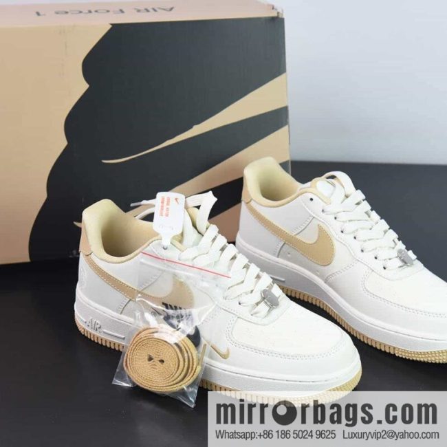Nike Air Force 1 Low Air Force One low-top sports and leisure board shoes ape head joint name, double hook, beige yellow, item number: BS9055 747