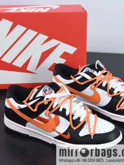Nike SB Dunk Low three hook deconstruction drawstring shoelace black and white orange, item number: FD4623 144