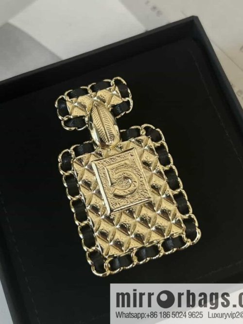 New ☑️ Chanel double c perfume bottle black leather rope brooch