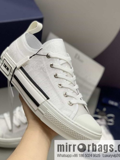 DIOR Dior Unisex low-top shoes with clear mesh fabric inserts and grey Oblique printed canvas