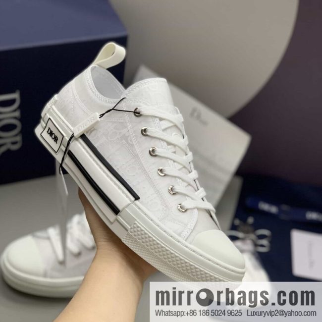 DIOR Dior Unisex low-top shoes with clear mesh fabric inserts and grey Oblique printed canvas