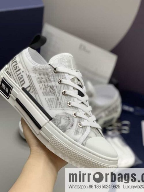 DIOR Dior Unisex low-top shoes with clear mesh fabric inserts and grey Oblique printed canvas