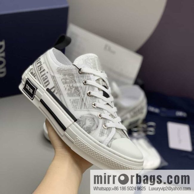 DIOR Dior Unisex low-top shoes with clear mesh fabric inserts and grey Oblique printed canvas