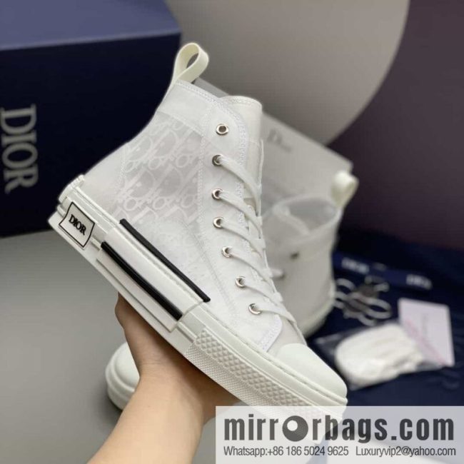 DIOR Dior uses black transparent mesh to carefully make B23 high-top shoes