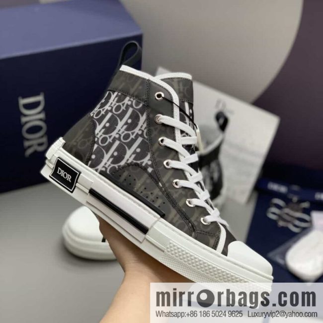 DIOR Dior uses black transparent mesh to carefully make B23 high-top shoes