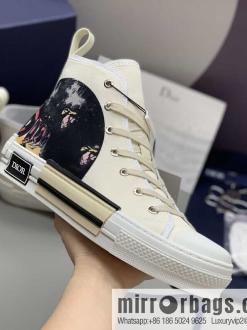 DIOR Dior uses black transparent mesh to carefully make B23 high-top shoes