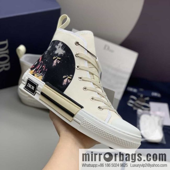DIOR Dior uses black transparent mesh to carefully make B23 high-top shoes