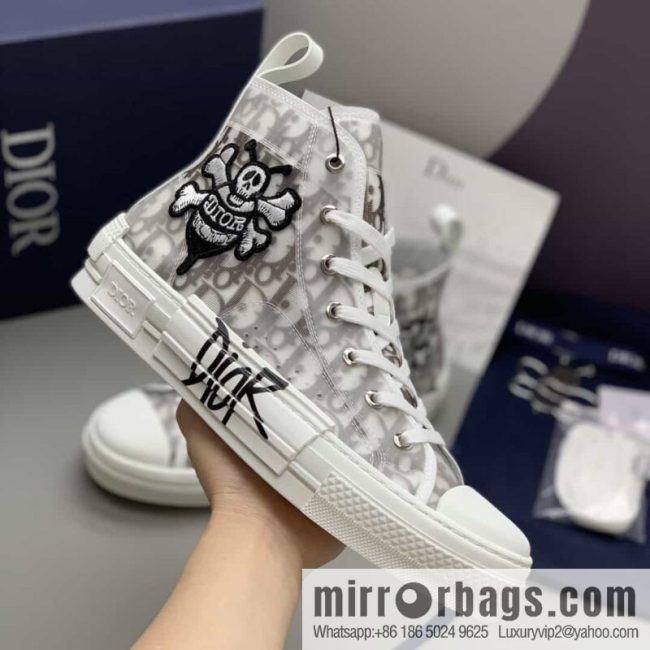 DIOR Dior uses black transparent mesh to carefully make B23 high-top shoes