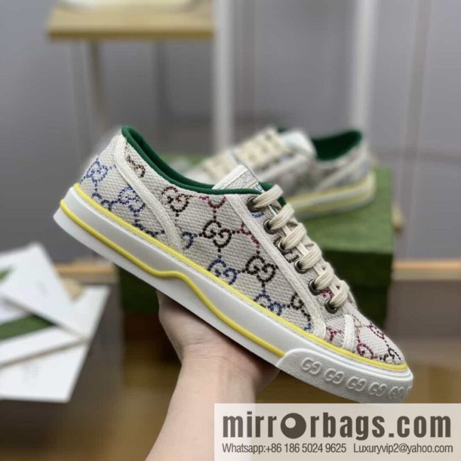 Gucci Gucci uses beige and light purple super double G canvas G home 1977 women\'s canvas shoes