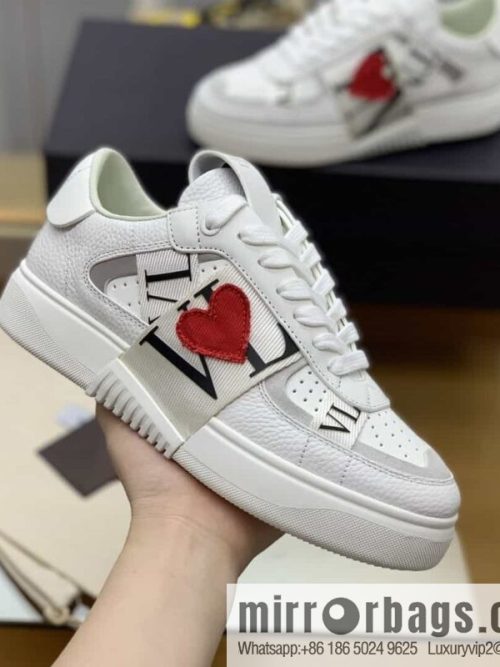 VALENTINO Valentino, six rubber effect VLTN logo calfskin strap sneakers