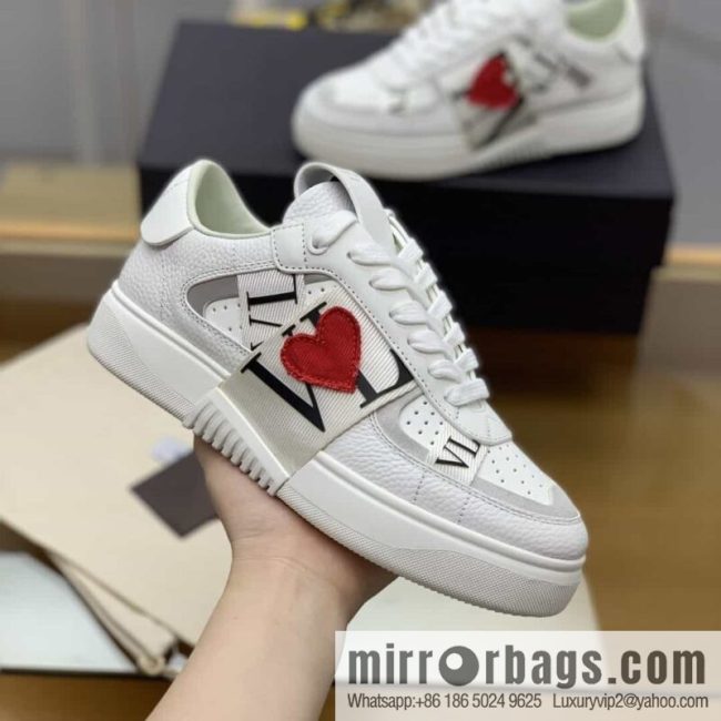 VALENTINO Valentino, six rubber effect VLTN logo calfskin strap sneakers