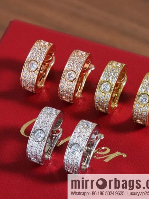 Cartier LOVE series, Gypsy full diamond stud earrings