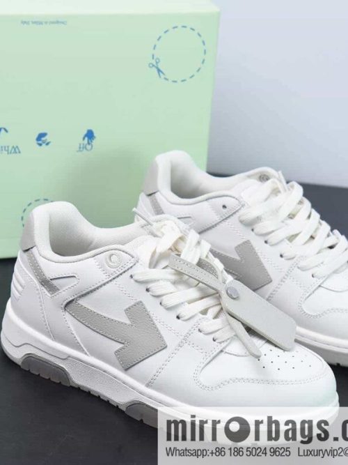OFF-WHITE Out Of Office series low-top Vintage versatile casual sports shoes \"leather (fabric) beige gray arrow\"