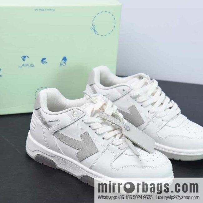 OFF-WHITE Out Of Office series low-top Vintage versatile casual sports shoes \"leather (fabric) beige gray arrow\"