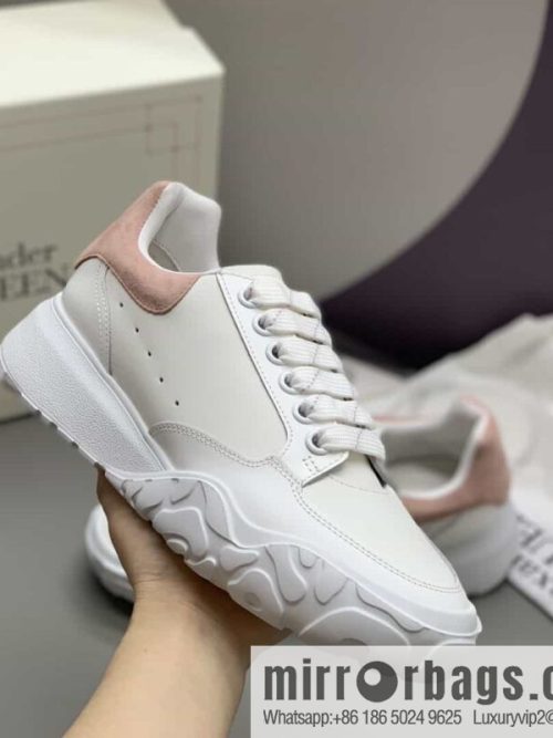 McQueen, leather material, heel pink matte leather patchwork women\'s sneakers