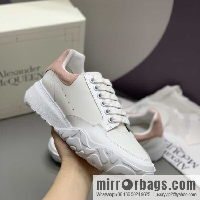 McQueen, leather material, heel pink matte leather patchwork women\'s sneakers