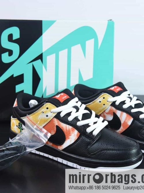 Nike SB Dunk Low Pro Leather \"Raygun Tie-Dye\" Slam Dunk Series Low Top Casual Sports Skateboard Shoes \"Black Yellow Orange Tie-Dye Alien\" Item Number: BQ6832-001