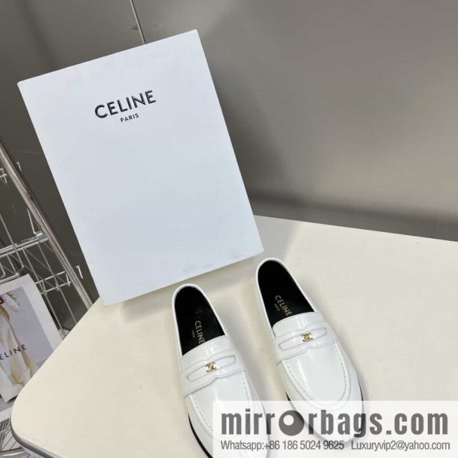 CELINEl Celine loafers Caesar door buckle series casual small leather shoes - Image 4