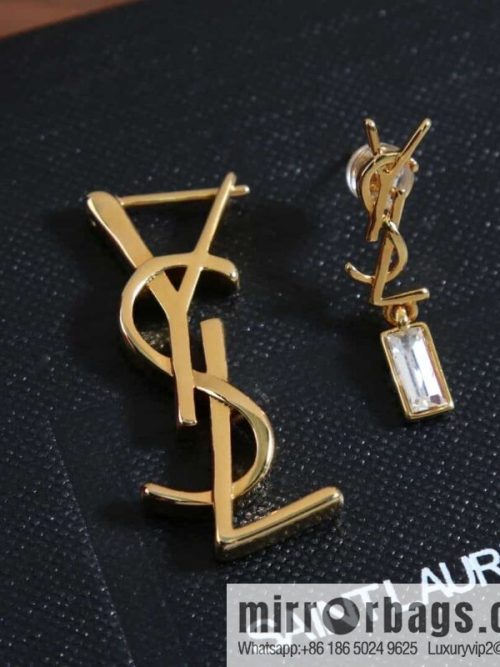 Saint Laurent Asymmetrical YSL stud earrings