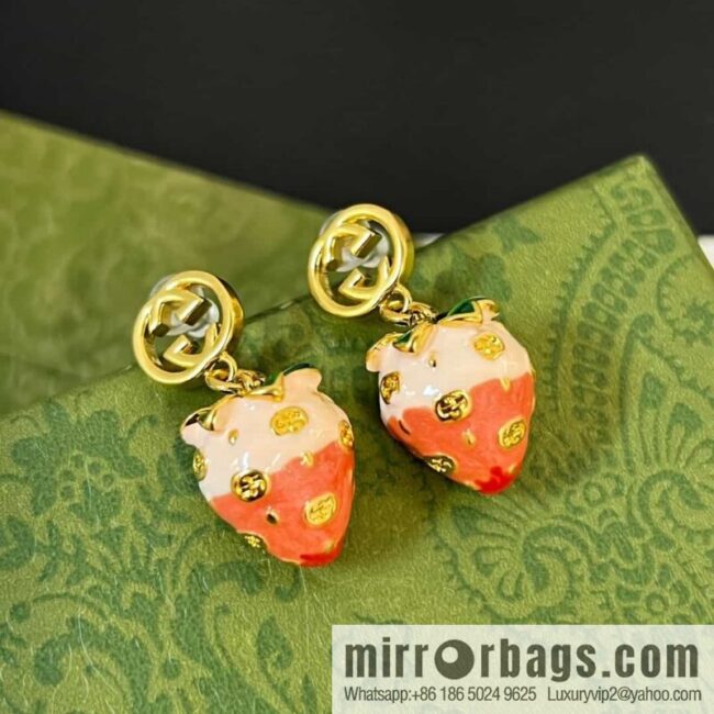 wsxc1690466672046_4-800x800zhedqd5vye1157876_20250705134857.jpg New Gucci Gucci strawberry π double G necklace stud earrings