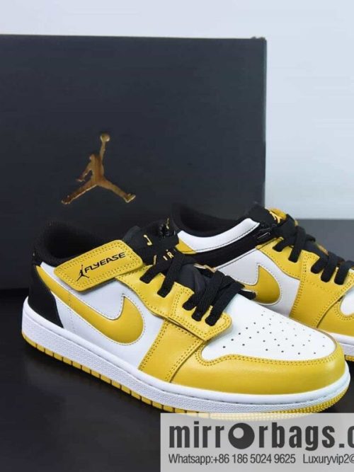 Air Jordan 1 Low AJ1 Jordan 1st generation low-top basketball shoes/white and yellow, black tail, college gold velcro zipper Item number: DM1206-107