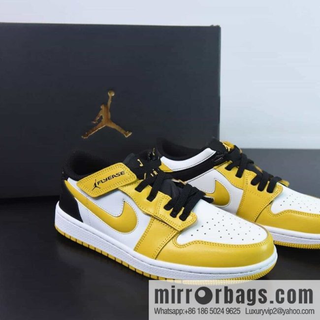 Air Jordan 1 Low AJ1 Jordan 1st generation low-top basketball shoes/white and yellow, black tail, college gold velcro zipper Item number: DM1206-107