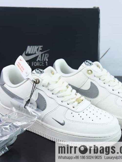 Nike Air Force 1 AF1 Air Force One/Low Help, White Grey Embroidery 40th Anniversary Edition Item No. DQ7658-106