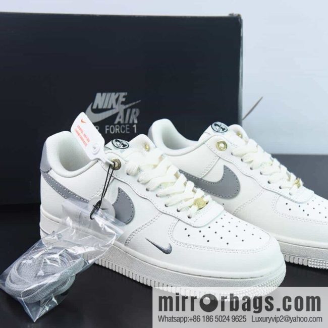 Nike Air Force 1 AF1 Air Force One/Low Help, White Grey Embroidery 40th Anniversary Edition Item No. DQ7658-106