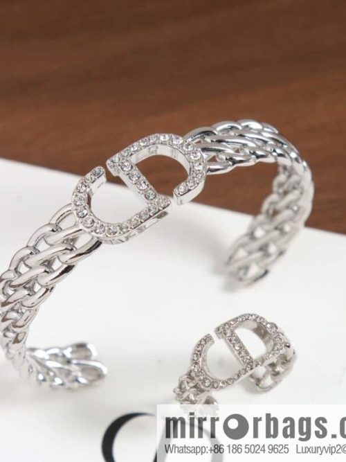 New ☑️ DIOR silver CD full diamond opening bracelet, ring