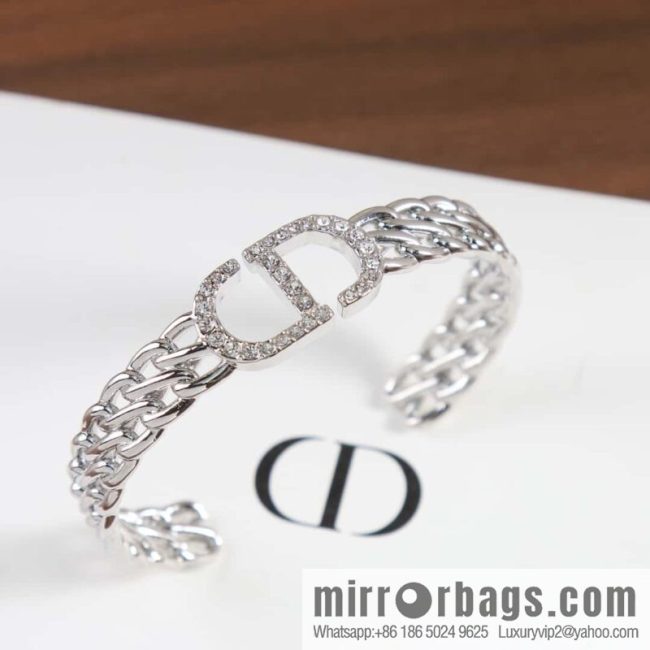 New ☑️ DIOR silver CD full diamond opening bracelet, ring - Image 2