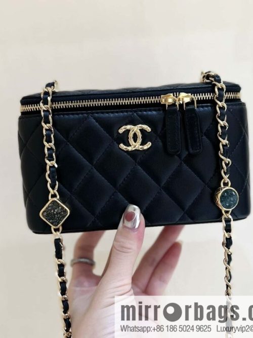 CHANEL 23A Premium Handicraft Collection, Limited Edition Gem chain strap box bag AP3416 black
